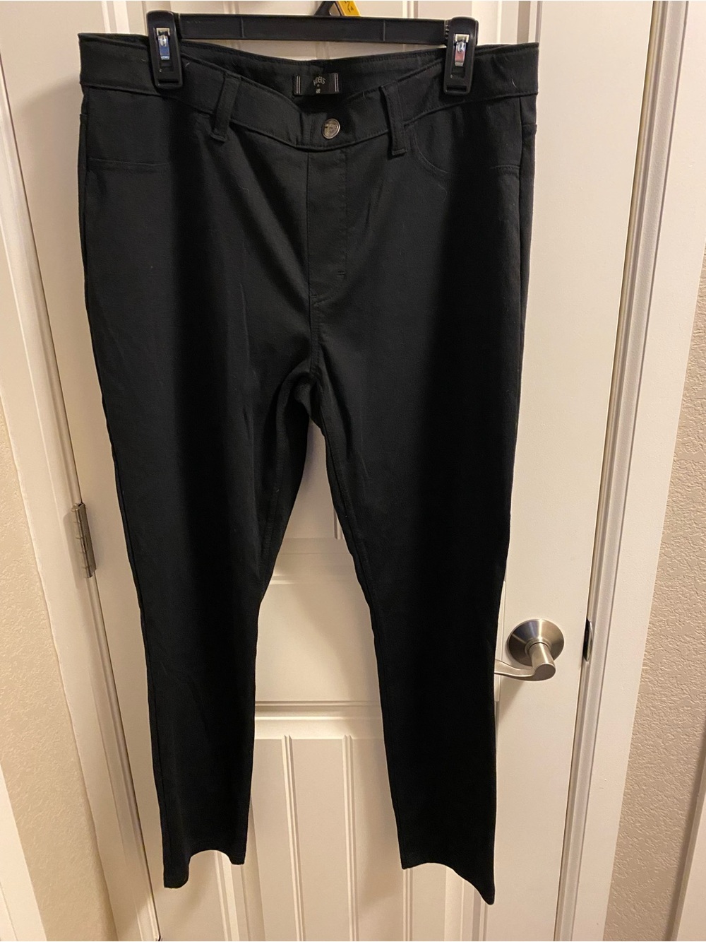 Riders By Lee Stretch Pants 14 Black Skinny Leg Pull On Slacks Ankle Length